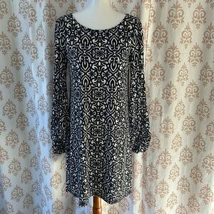 Laundry by Shelli Segal statement pattern knit dress balloon long sleeves 8